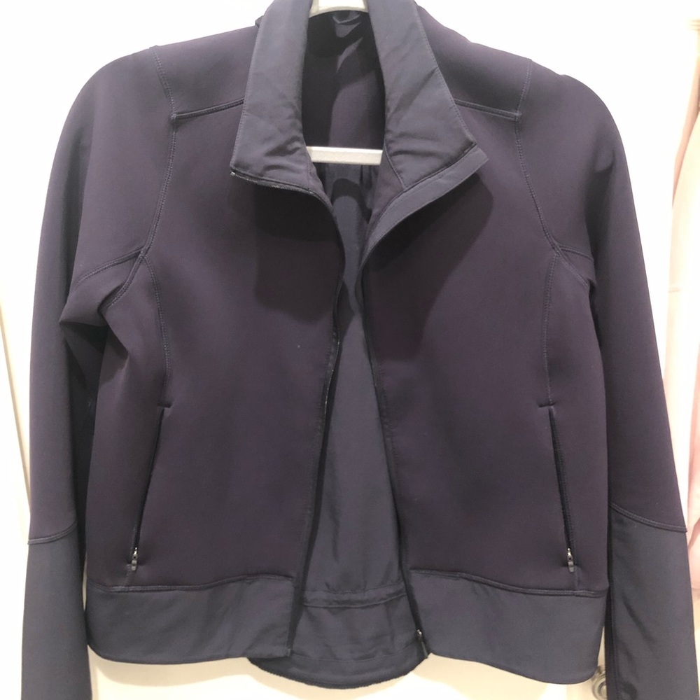 lululemon neoprene track bomber jacket navy